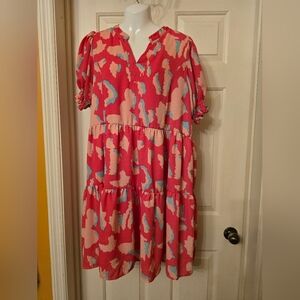Unk Pink and Blue Midi Dress